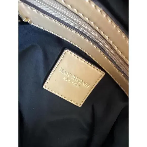 Isaac Mizrahi Black & Brown Leather Crossbody Bag Adjustable Strap - Picture 4 of 9